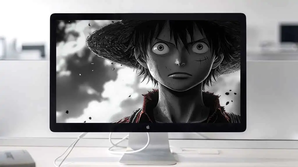 Fond d'écran noir et blanc Monkey D Luffy portrait 4K One piece background Ultra HD artistique free download for PC desktop laptop and mobile phone , iphone