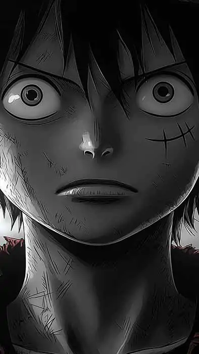 Fond d'écran noir et blanc Monkey D Luffy portrait 4K One piece background Ultra HD artistique free download for PC desktop laptop and mobile phone , iphone