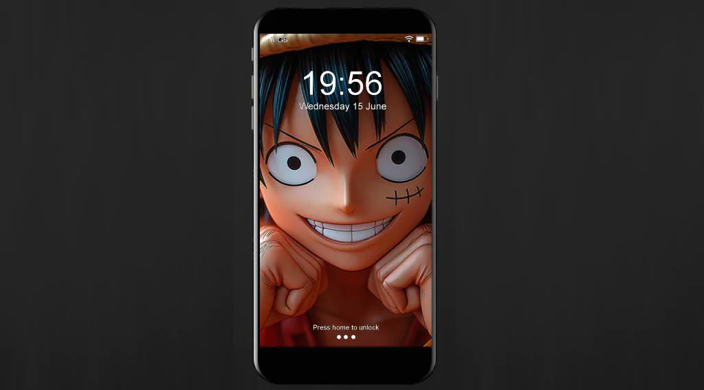 3D rendered Monkey D. Luffy figurine wallpaper 4k showing his signature smile and straw hat in high detail against dark background free donwload