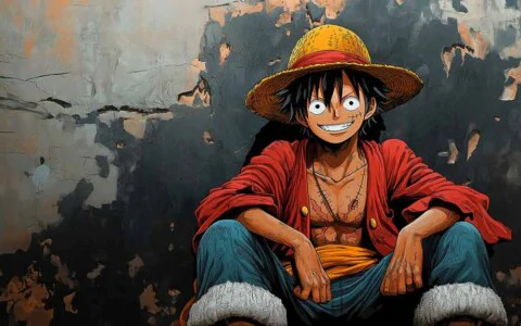 Monkey D. Luffy Sitting 4K Wallpaper One Piece Art anime Ultra HD Background free download for PC & Mobile phone and iphone