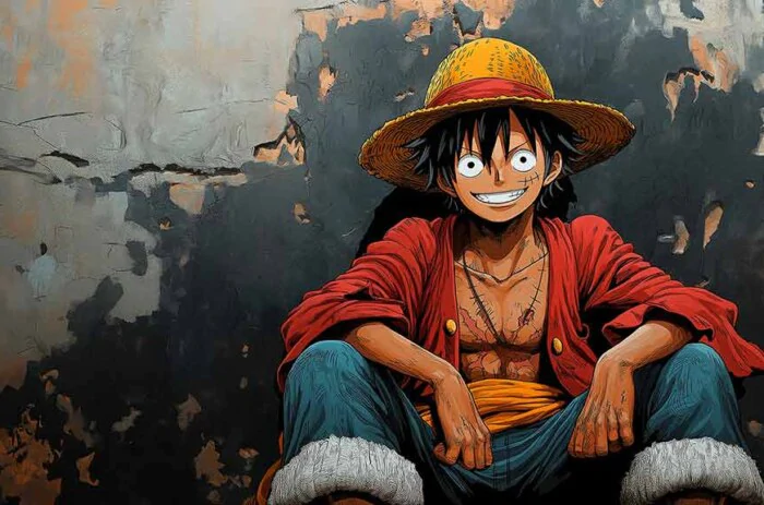 Monkey D. Luffy Sitting 4K Wallpaper One Piece Art anime Ultra HD Background free download for PC & Mobile phone and iphone