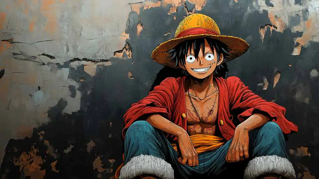 Monkey D. Luffy Sitting 4K Wallpaper One Piece Art anime Ultra HD Background free download for PC & Mobile phone and iphone