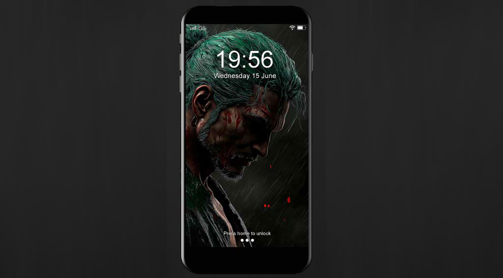 Fond d'écran 4K de Roronoa Zoro sous la pluie sombre avec katana et cheveux verts - Arrière-plan dramatique de profil de samouraï de l'anime One Piece, téléchargement gratuit pour PC et téléphone portable