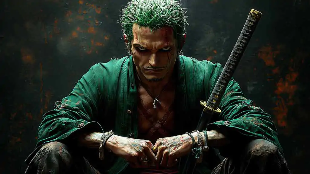 Zoro Realistic 4K Wallpaper One Piece Art anime Ultra HD Background free download for PC & Mobile phone and iphone