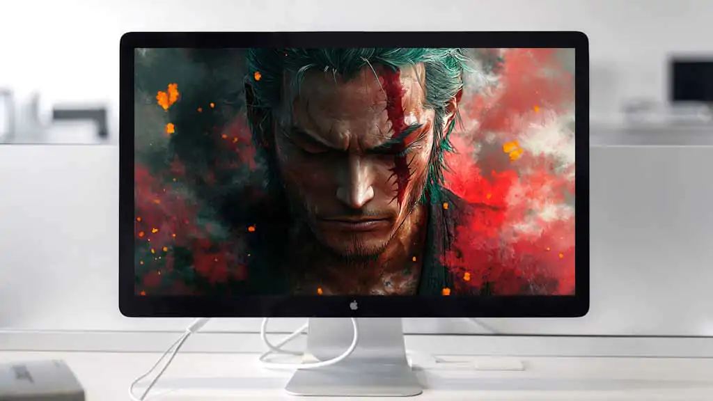 Fond d'écran Zoro en gros plan 4K avec effet abstrait One Piece arrière-plan Ultra HD pour PC et mobile téléchargement gratuit