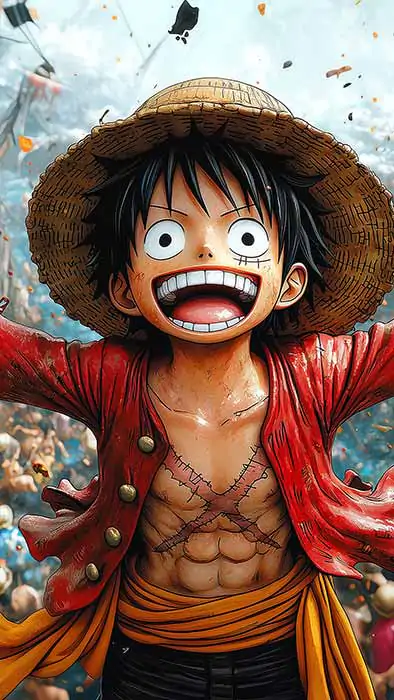 Monkey D. Luffy Victory 4K Wallpaper One Piece anime Ultra HD Background free download for PC & Mobile phone and iphone