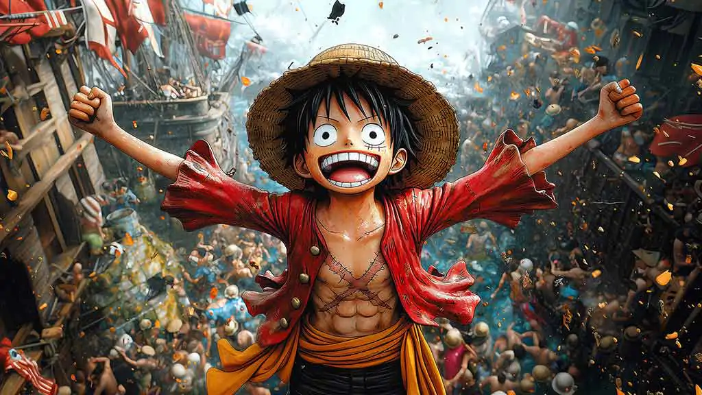 Monkey D. Luffy Victory 4K Wallpaper One Piece anime Ultra HD Background free download for PC & Mobile phone and iphone