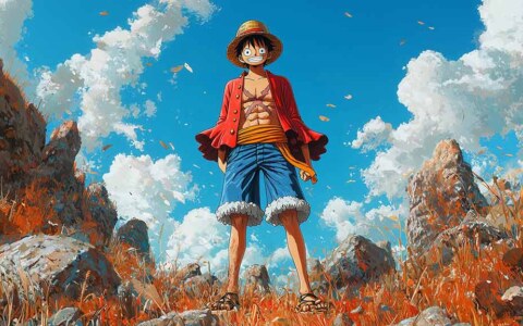 Fond d'écran 4K en pied de Monkey D. Luffy One Piece anime Ultra HD gratuit à télécharger pour PC, mobile et iPhone