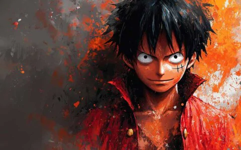 Monkey D. Luffy Painting 4K Wallpaper One Piece anime Ultra HD Background free download for PC & Mobile phone and iphone