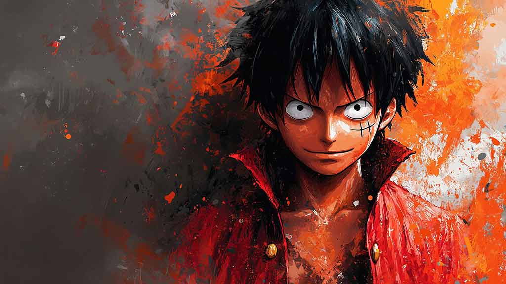 Fond d'écran 4K de Monkey D. Luffy Peinture One Piece anime Ultra HD gratuit à télécharger pour PC & téléphone portable et iPhone