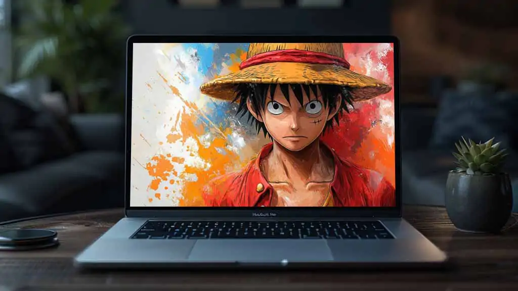 Artistic Monkey D Luffy character wallpaper 4K watercolor effects Ultra HD One Piece background free download for laptop