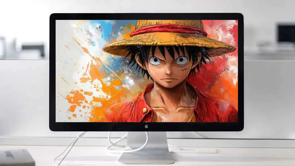 Fond d'écran artistique Monkey D Luffy 4K effets aquarelle Ultra HD One Piece télécharger gratuitement pour Pc & téléphone portable