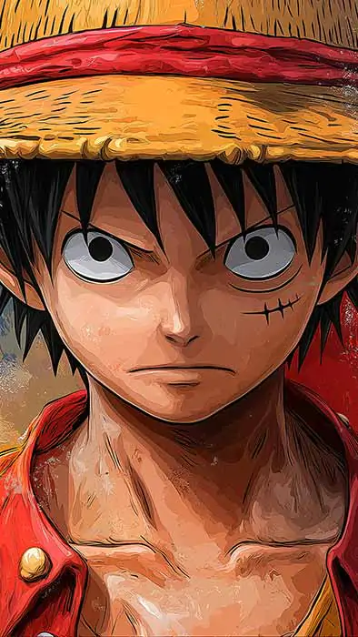 Fond d'écran artistique du personnage Monkey D Luffy 4K effets aquarelle Téléchargement gratuit de l'arrière-plan Ultra HD One Piece pour téléphone mobile