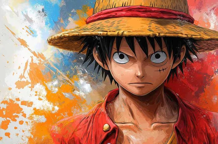 Fond d'écran artistique Monkey D Luffy 4K effets aquarelle Ultra HD One Piece télécharger gratuitement pour Pc & téléphone portable