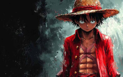 Fond d'écran abstrait 4K de Monkey D. Luffy de One Piece anime en Ultra HD à télécharger gratuitement pour PC, téléphone portable et iPhone