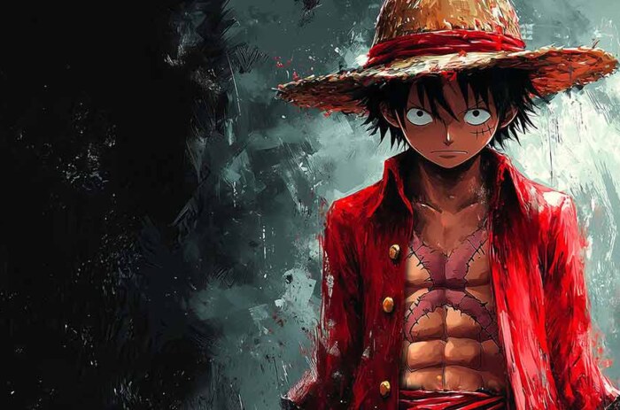 Fond d'écran abstrait 4K de Monkey D. Luffy de One Piece anime en Ultra HD à télécharger gratuitement pour PC, téléphone portable et iPhone