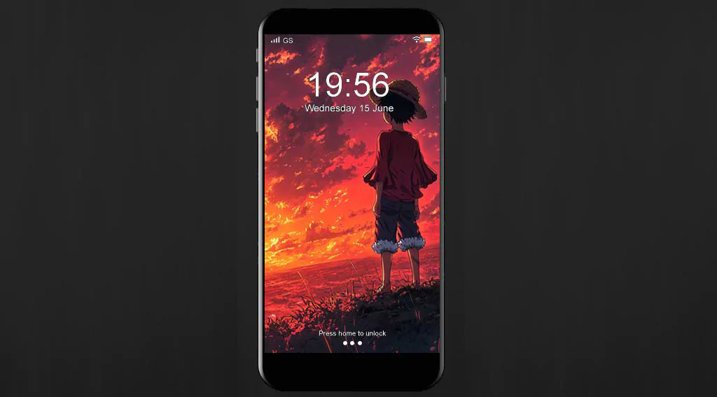 Silhouette de Monkey D. Luffy en fond d'écran 4k debout sur une colline regardant un coucher de soleil orange et rouge dramatique Fond d'écran HD à télécharger gratuitement pour PC & Téléphone portable