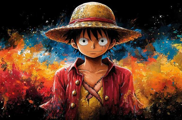 Monkey D. Luffy colorful Paint 4K Wallpaper One Piece anime Ultra HD Background free download for PC & Mobile phone and iphone