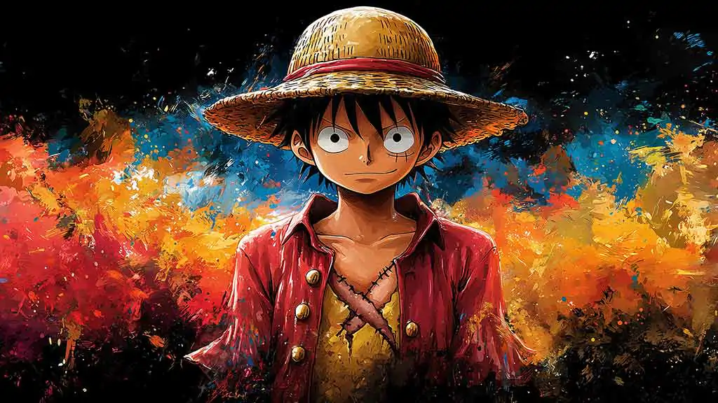 Fond d'écran 4K de Monkey D. Luffy peinture colorée One Piece anime Ultra HD gratuit à télécharger pour PC, téléphone portable et iPhone