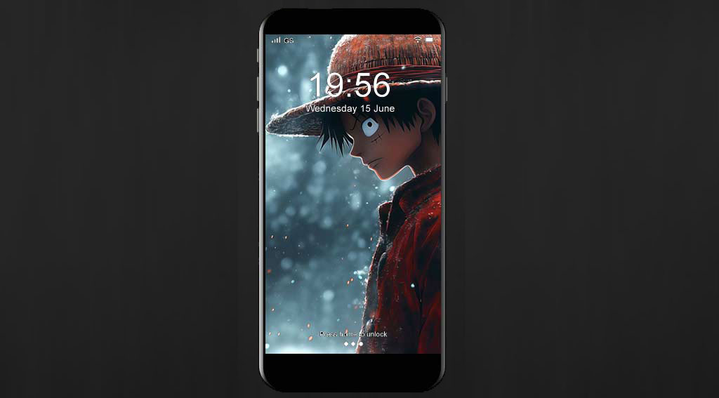 One Piece Monkey D. Luffy winter wallpaper 4K featuring the pirate captain in red coat and straw hat against snowy background free download for pc and mobile phones