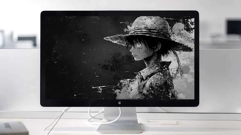 Art en noir et blanc de Monkey D. Luffy Fond d'écran 4K One Piece anime Fond Ultra HD téléchargement gratuit pour PC & téléphone portable et iPhone