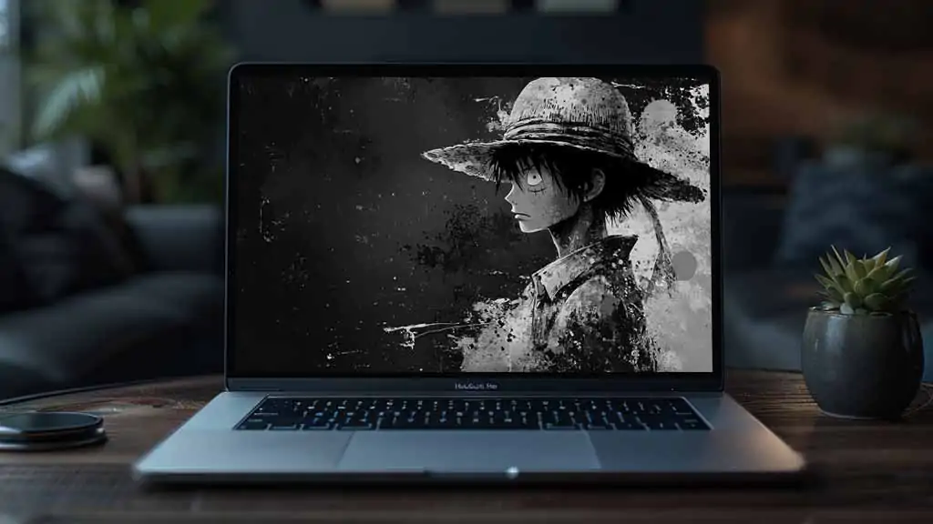 Art en noir et blanc de Monkey D. Luffy Fond d'écran 4K One Piece anime Fond Ultra HD téléchargement gratuit pour PC & téléphone portable et iPhone