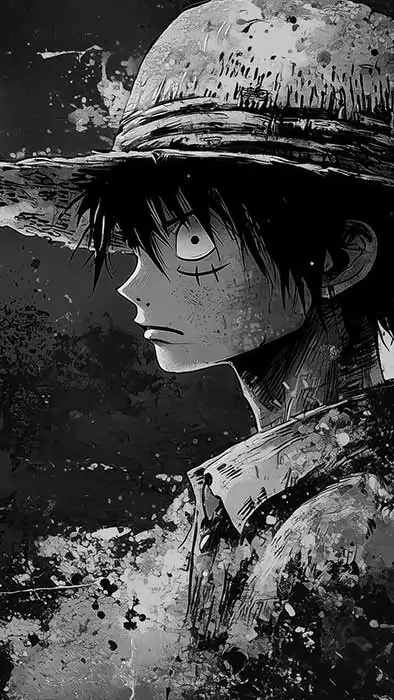 Art en noir et blanc de Monkey D. Luffy Fond d'écran 4K One Piece anime Fond Ultra HD téléchargement gratuit pour PC & téléphone portable et iPhone