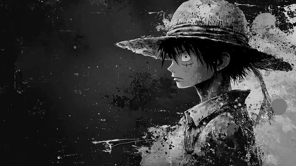 Monkey D. Luffy noir et blanc Art 4K Wallpaper One Piece anime Ultra HD Background free download for PC & Mobile phone and iphone