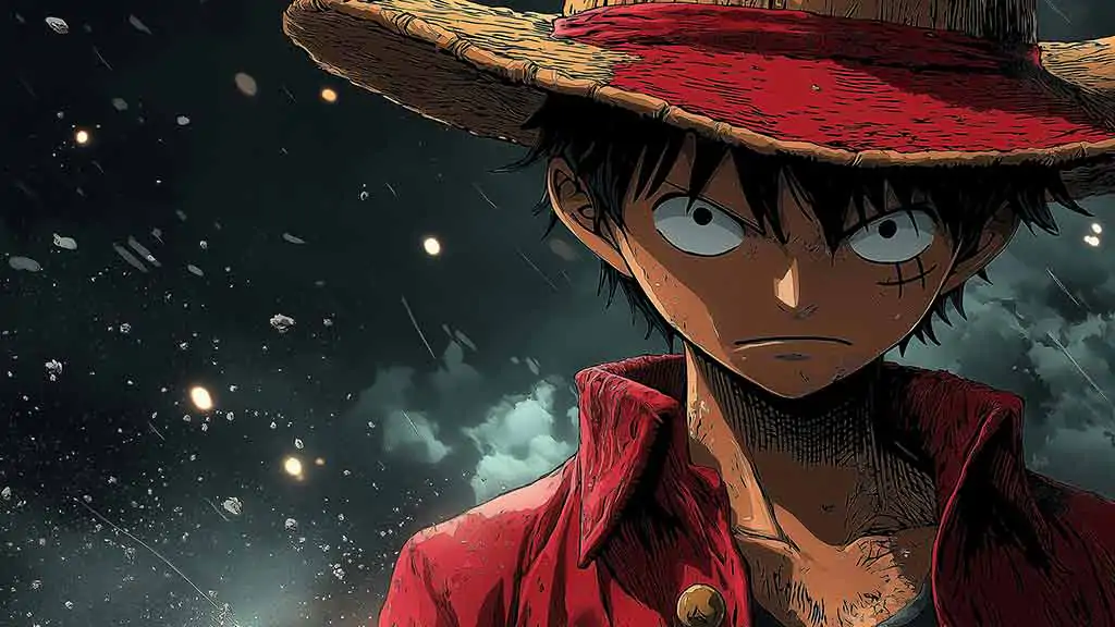 Fond d'écran animé nocturne Monkey D Luffy 4K One Piece Ultra HD gratuit à télécharger pour PC et téléphone portable