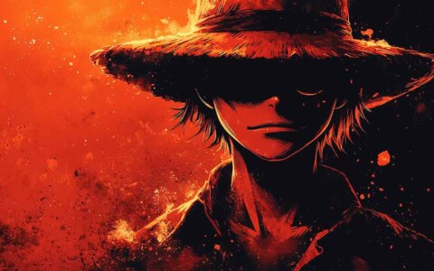 Silhouette de Monkey D. Luffy fond d'écran 4k dramatique orange et noir HD à télécharger gratuitement pour PC & Téléphone portable