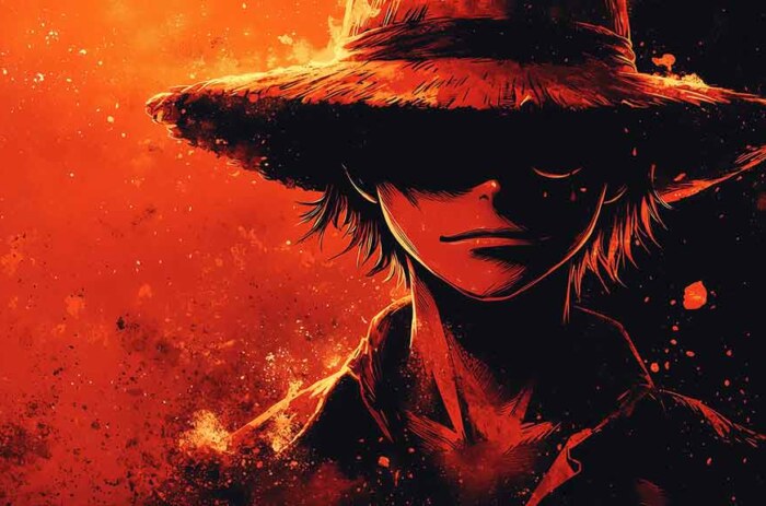 Silhouette de Monkey D. Luffy fond d'écran 4k dramatique orange et noir HD à télécharger gratuitement pour PC & Téléphone portable