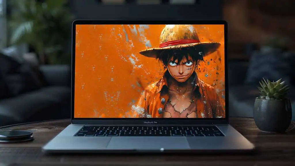 Fond d'écran minimaliste 4K de Monkey D. Luffy - Art de One Piece anime Ultra HD à télécharger gratuitement pour PC, téléphone portable et iPhone