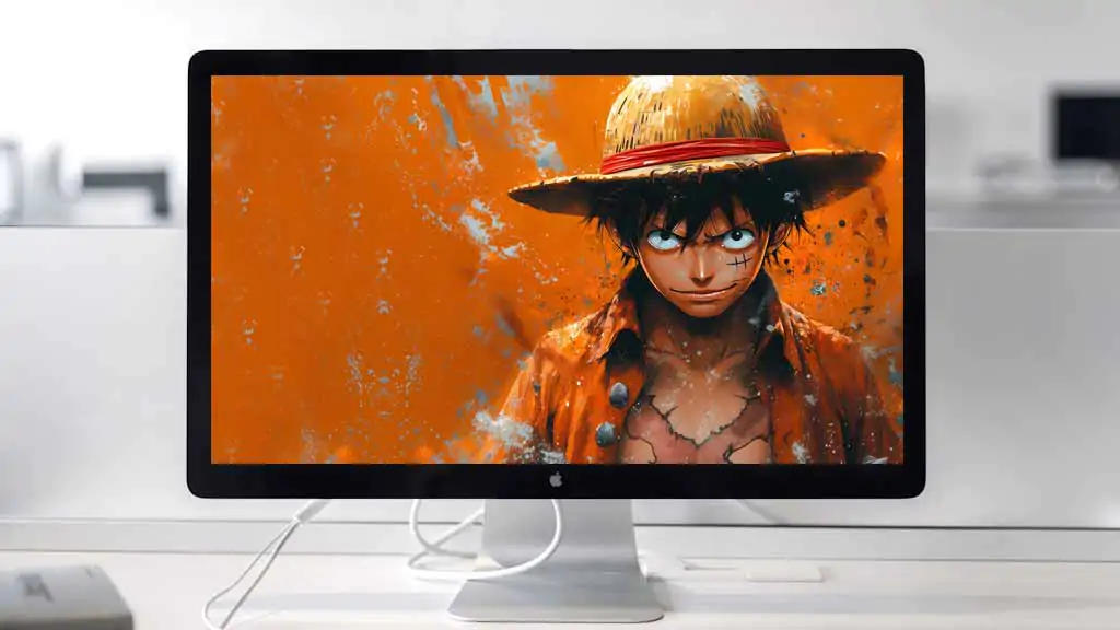 Fond d'écran minimaliste 4K de Monkey D. Luffy - Art de One Piece anime Ultra HD à télécharger gratuitement pour PC, téléphone portable et iPhone