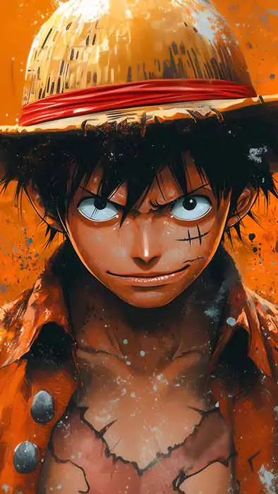 Fond d'écran minimaliste 4K de Monkey D. Luffy - Art de One Piece anime Ultra HD à télécharger gratuitement pour PC, téléphone portable et iPhone