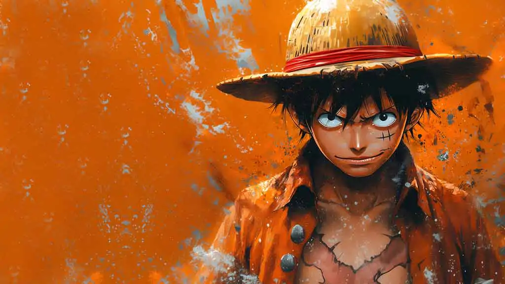 Fond d'écran minimaliste 4K de Monkey D. Luffy - Art de One Piece anime Ultra HD à télécharger gratuitement pour PC, téléphone portable et iPhone