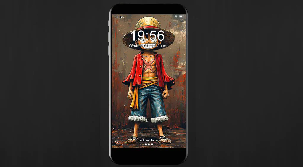 Monkey D. Luffy de One Piece, debout et confiant avec son chapeau de paille emblématique, sa chemise rouge et son pantalon bleu, fond d'écran 4k ultra HD à télécharger gratuitement pour Pc 1 téléphone portable