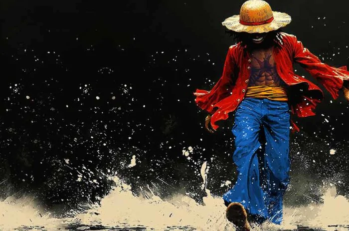 Monkey D. Luffy walking on water 4K Wallpaper One Piece anime Ultra HD Background free download for PC & Mobile phone and iphone