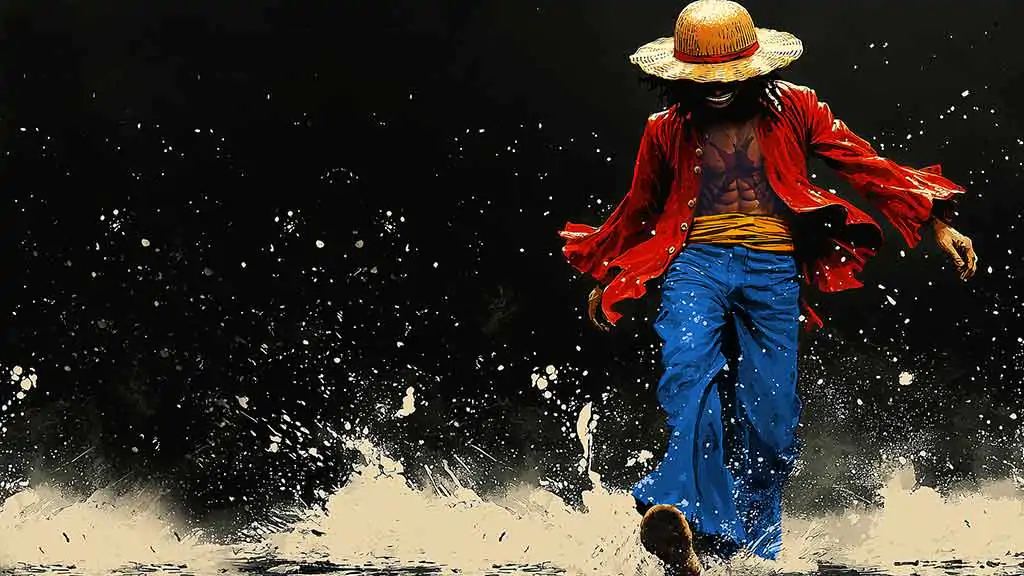 Monkey D. Luffy walking on water 4K Wallpaper One Piece anime Ultra HD Background free download for PC & Mobile phone and iphone