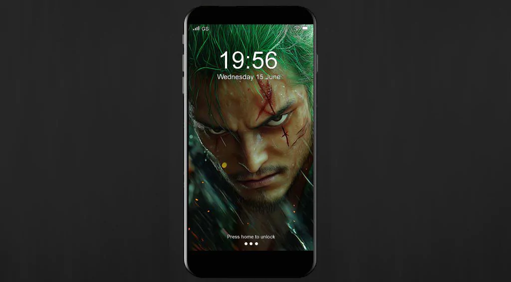 Roronoa Zoro One Piece wallpaper 4K intense rain battle scene with battle scar, katana and dramatic storm effects Ultra HD background anime for Pc & mobile phone and iphone Free