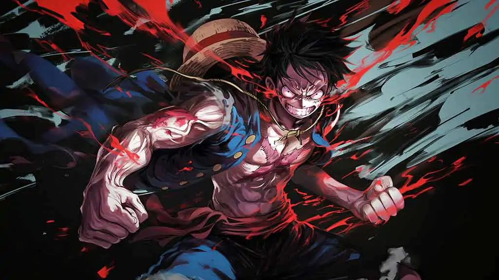 Fond d'écran 4K de Monkey D. Luffy en colère | Arrière-plan One Piece Ultra HD gratuit pour PC & téléphone portable et iPhone en haute résolution