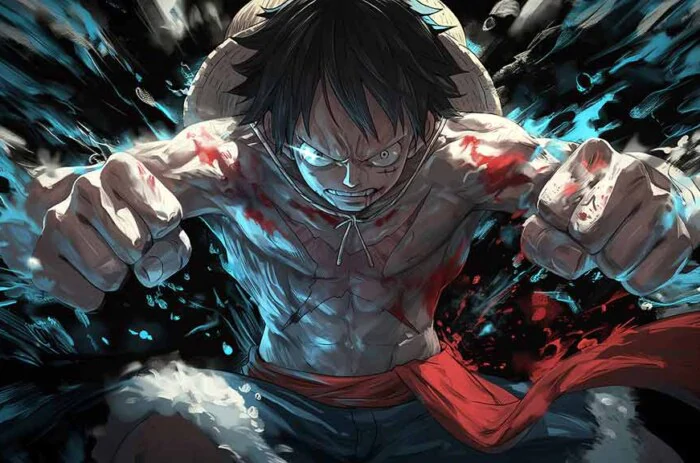 Monkey D. Luffy Combat Pose 4K Wallpaper | Fond d'écran One Piece Ultra HD gratuit en format JPG haute résolution pour PC et mobile sans enregistrement.