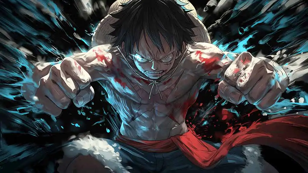 Monkey D. Luffy Combat Pose 4K Wallpaper | Fond d'écran One Piece Ultra HD gratuit en format JPG haute résolution pour PC et mobile sans enregistrement.