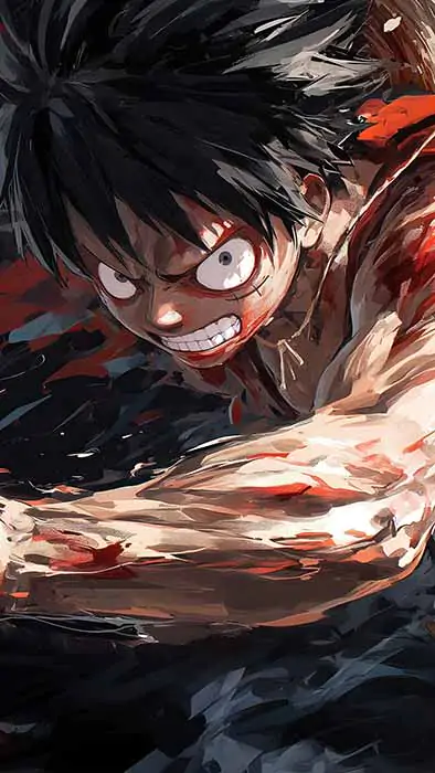 Monkey D. Luffy One Piece wallpaper 4K featuring intense combat scene with explosive red battle effects ultra HD background anime for pc & mobile phone