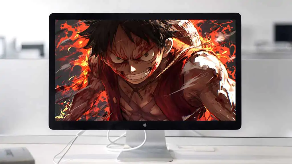 Monkey D. Luffy One Piece fond d'écran 4K avec expression de colère intense fond d'écran ultra HD anime artwork pour pc & mobile et iphone