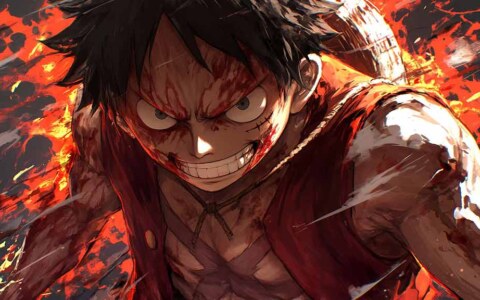 Monkey D. Luffy One Piece fond d'écran 4K avec expression de colère intense fond d'écran ultra HD anime artwork pour pc & mobile et iphone