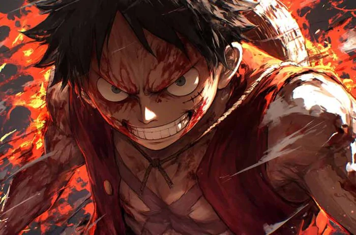 Monkey D. Luffy One Piece fond d'écran 4K avec expression de colère intense fond d'écran ultra HD anime artwork pour pc & mobile et iphone