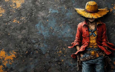 Fond d'écran style occidental de Monkey D Luffy avec chapeau de paille, arrière-plan One Piece Ultra HD 4K, téléchargement gratuit pour PC et téléphone portable