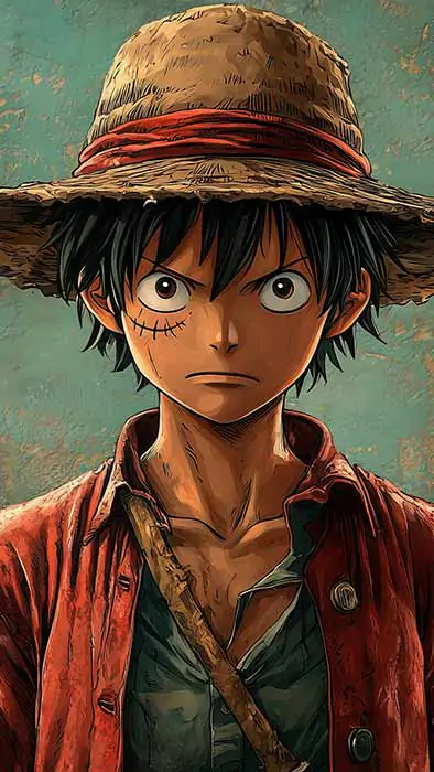 Fond d'écran minimaliste 4K de Monkey D. Luffy | Arrière-plan Ultra HD gratuit de One Piece en haute résolution JPG pour PC et mobile sans inscription Téléchargement gratuit.