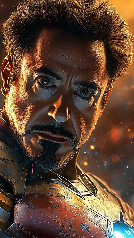 Tony Stark Iron Man wallpaper displaying repulsor hand and determined expression, featuring glowing arc reactor in 4K Ultra HD quality for all phone and iphone