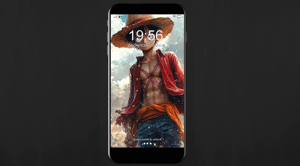 Fond d'écran One Piece Luffy avec scène de bataille dramatique dans le ciel, style pictural résolution 4K avec chapeau de paille téléchargement gratuit pour téléphone mobile et iPhone